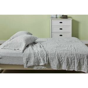 West Elm European Flax Linen Classic Stripe King Sheet Set Cedar